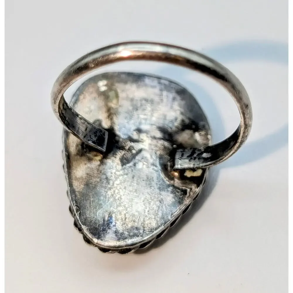 Vintage Southwestern Tests for Sterling Blue Stone Ring Size 5.25